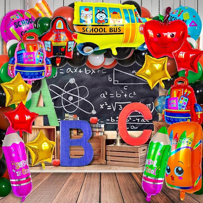 38 Pcs Back to School Balloons, School Helium Mylar Balloon, Apple Pencil - Image 3