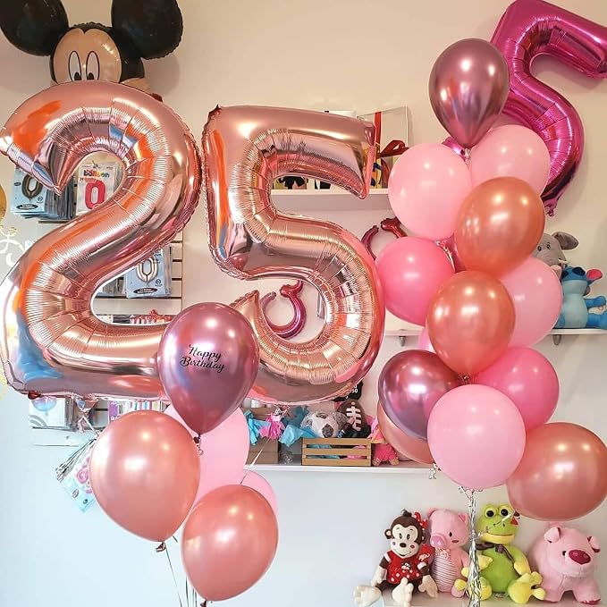 40 Inch Rose Gold 25 Number Balloons Giant Jumbo Huge 25 or 52 Foil Mylar - Image 3