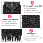 28 Inch Long Burmese Curly Clip in Hair Extensions Real Human Hair #1B Natural Black Color Burmese Curly Clip ins For Women Brazilian Virgin Clip on Hair Extensions