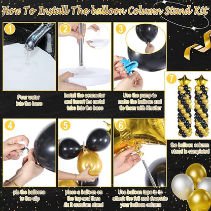 Gejoy 110 Pcs Black Gold Balloons Column Stand Kit Adjustable Tower Stand from - Image 3