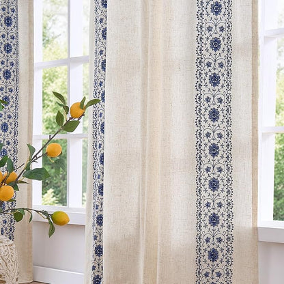 jinchan Floral Linen Curtains by JINCHAN