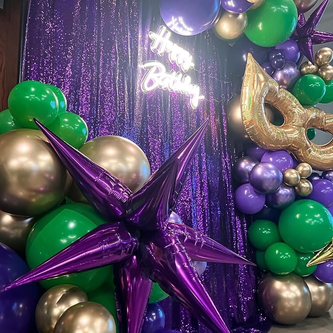 Purple Sequin Backdrop Curtain 4 Pcs 2ftx8ft Sparkly Glitter Wedding Party - Image 5