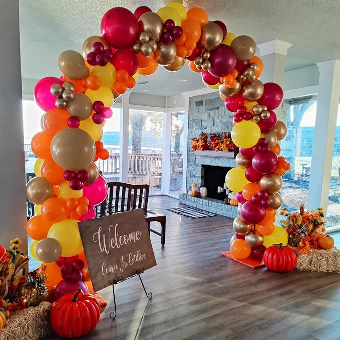 Fall Balloons, 12Inch Orange Yellow Brown Burgundy and Gold Balloons - Image 4