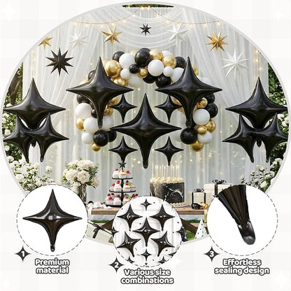 Black Star Balloons, 26 Inch and 10 Inch Black Stars Shaped Balloon - Image 3
