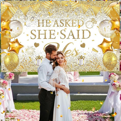 Gold Engagement Party Decorations White Gold Engagement Banner Backdrop He - Image 7