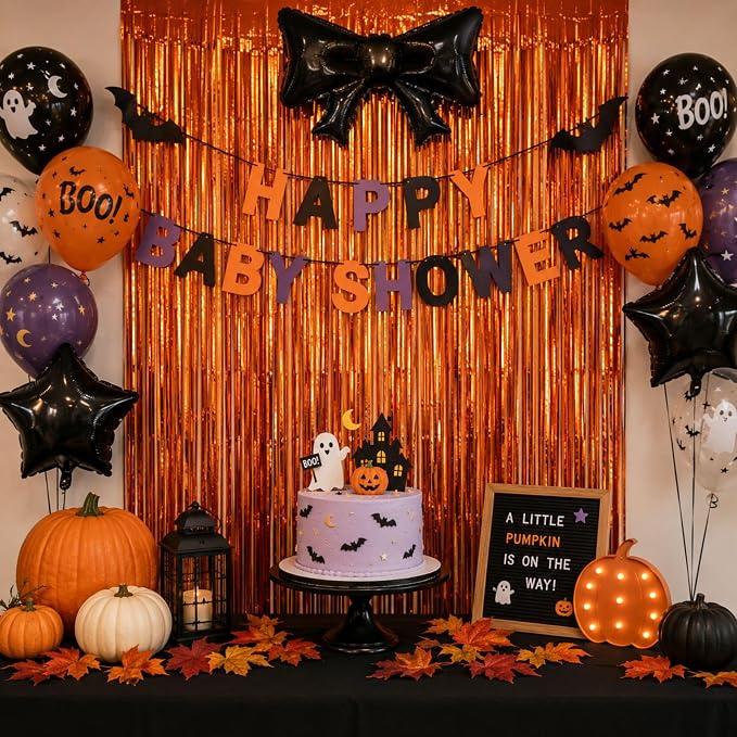 Matte Orange Foil Fringe Curtains Backdrop Party Decorations 2 PCS | 3.3 x 6.6 - Image 6