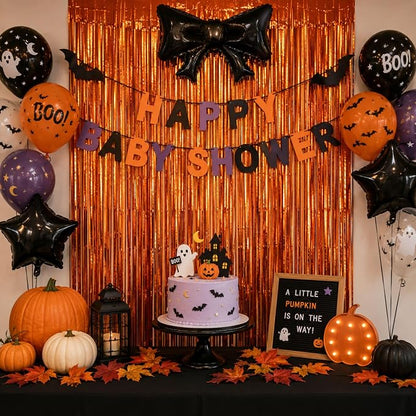 Matte Orange Foil Fringe Curtains Backdrop Party Decorations 2 PCS | 3.3 x 6.6 - Image 6
