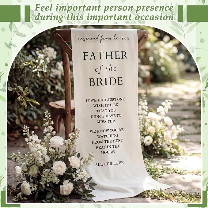 HunnmingRe Bride Father Wedding Memorial Reserved Chair Sign Banner in Loving - Image 4