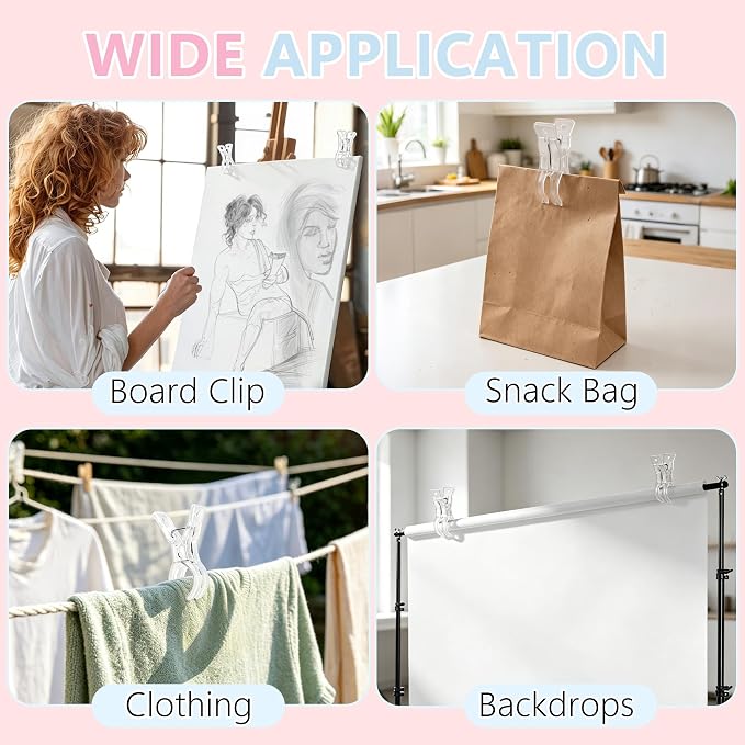 10 Pack Clear Backdrop Clips for Balloon Arch, 3.5" Spring Clamps | No-Slip Grip - Image 7