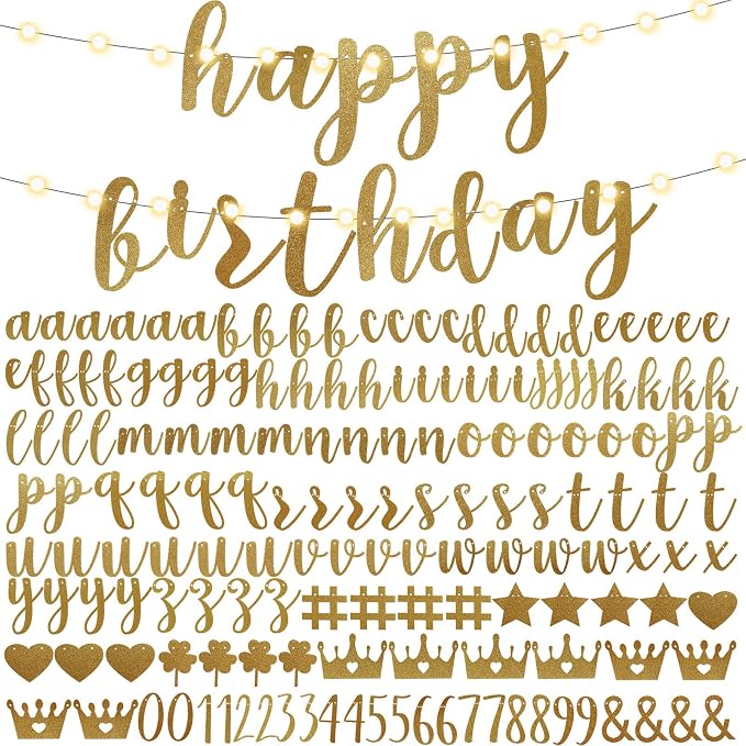 TaoBary 167 Pcs DIY Banner Kit Happy Birthday Glitter Banner Customizable by TaoBary