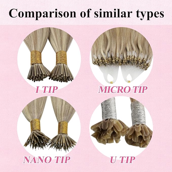 YoungSee Micro Bead Hair Extensions Real Human Hair Blonde Micro Loop Hair Extensions Real Human Hair Golden Blonde Highlighted Beaded Hair Extension 14In 50g 50s Pre Bonded Hair for Short Hair