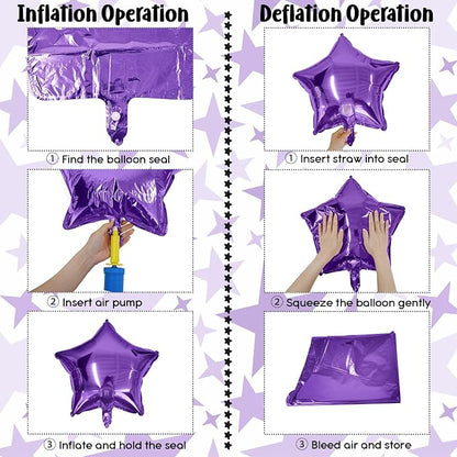 TAOYE Purple Pink Stars Foil Balloons, 18 Inch Lavender Purple Pink Stars - Image 6