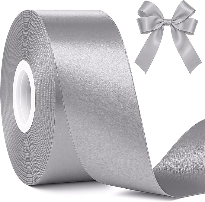 30Yards 1 1/2In Gray Ribbon for Gift Wrapping Birthday Holiday Decor Crafts | by Fullive
