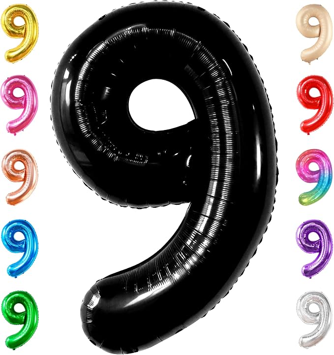 KatchOn Black Number 9 Balloon 40 Inch, Foil 9 Birthday Balloon | 9th Birthday by KatchOn