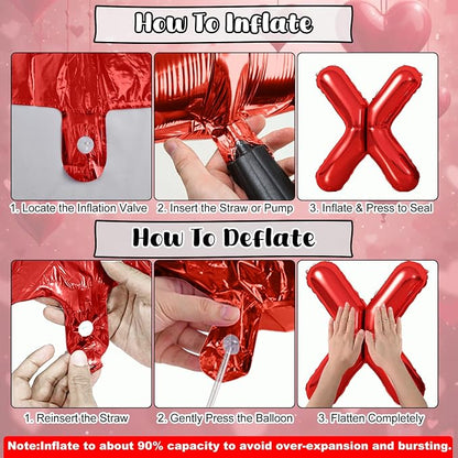 40 Inch Large Red XOXO Balloons, XOXO Letters Foil Balloons - Image 3