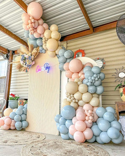 Gender Reveal Balloons Garland Kit, Dusty Pink Blue Sand White | Dusty Pink and - Image 5