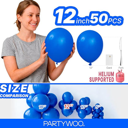 PartyWoo Royal Blue Balloons 50pcs Dark Blue Latex Helium Balloons 12 Inch | - Image 6