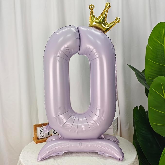 Standing Purple Crown Number 0 Balloon 40In Pastel Purple Crown 0 Balloon | - Image 5