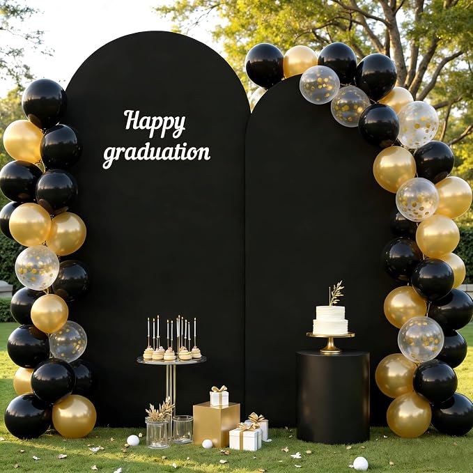 Graduation Latex Balloons with Ribbons, 45 Pack in Black Gold White Golden and - Image 6