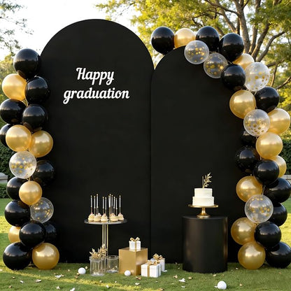 Graduation Latex Balloons with Ribbons, 45 Pack in Black Gold White Golden and - Image 6