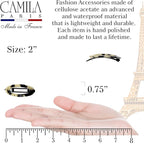 Camila Paris CP1992/2 French Hair Barrette Clip for Women, Handmade, Side Slide-in Metal-Free Closure, Strong Hold Grip Hair Clips for Girls, No Slip Durable Styling Hair Accessories, Made in France