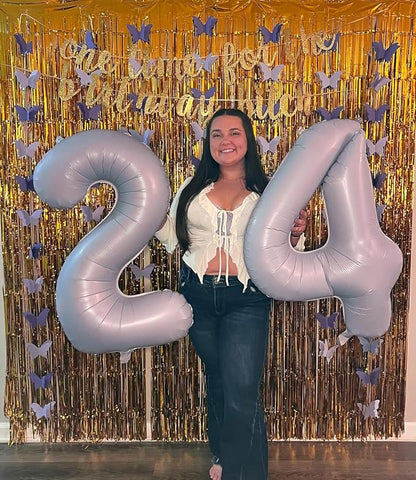 Number 2 Balloons 40 Inch for 2nd 22 Birthday Decorations, Cream Purple | Jumbo - Image 3