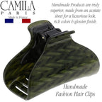 Camila Paris CP3260 French Hair Clip for Women for Long Curly Wavy Hair, Green, Girls Hair Claw Clips Jaw Fashion Styling Hair Accessories for Women, Strong Hold No Slip Grip, Made in France