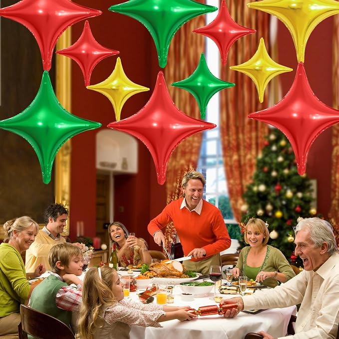 Red Green Gold Christmas Balloons, 26Inch and 10Inch Red Green Gold Quadrangle - Image 6