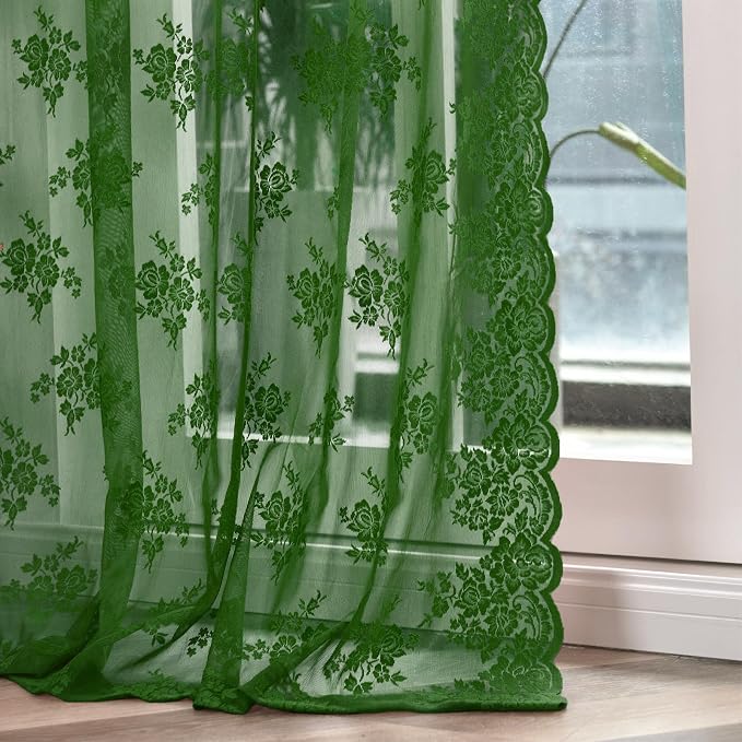 Kotile Emerald Green Lace Curtains by Kotile+Curtains