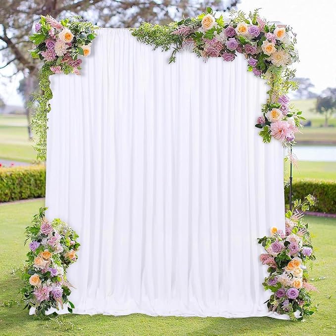 White Backdrop Curtains for Parties Valentine's Day- 10ft x 8ft White Curtains by MEETSKY
