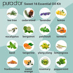 PURA D'OR Organic Sweet16 Essential Oils Set - 16x 10mL Wood Box Aromatherapy Gift Set - 100% Pure Therapeutic Grade for Relaxation and Wellness (Lavender, Rosemary, Turmeric, Ylang Ylang & More)
