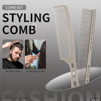 Hair Styling Comb,2PCS Metal Combs For Hair Women,Space Aluminum Stainless Steel Anti-static Sparse Haircut Comb Beauty Tool (Silvery)