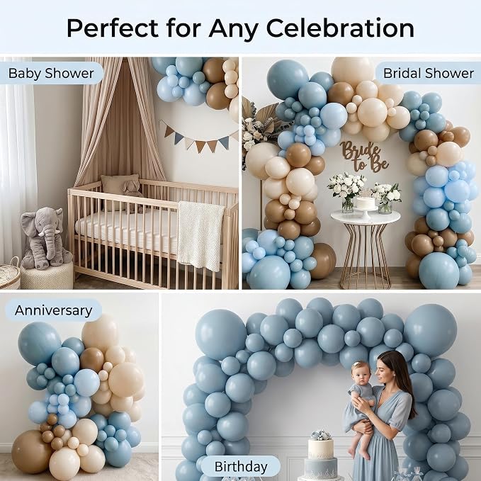 102pcs Different Sizes Dusty Blue Balloon Arch Kit, 18/12/10/5Inch Balloons | - Image 4