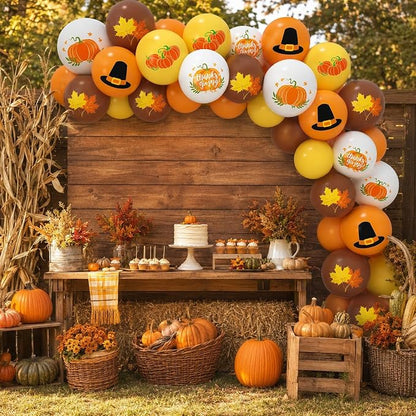 Thanksgiving Balloons, 12 Inch Orange Coffee Brown Yellow White Pumpkin Fall - Image 4