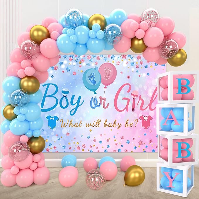 Frigg Pink Blue Gender Reveal Decorations | Balloon Arch Garland Kits, Backdrop by Frigg