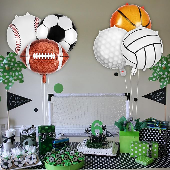 24 Pcs Sports Foil Balloon Set, 18 Inch Football Basketball Baseball Volleyball - Image 3