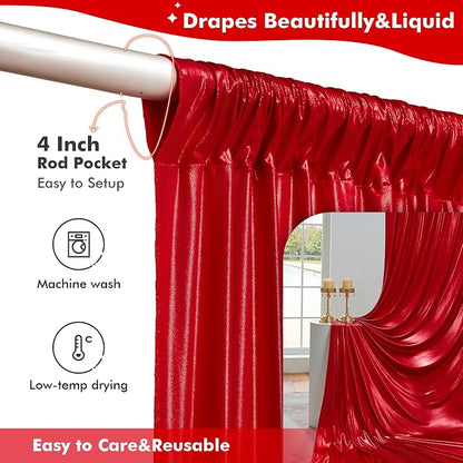 20x10ft Shimmer Red Sequin Backdrop Curtain - Image 3