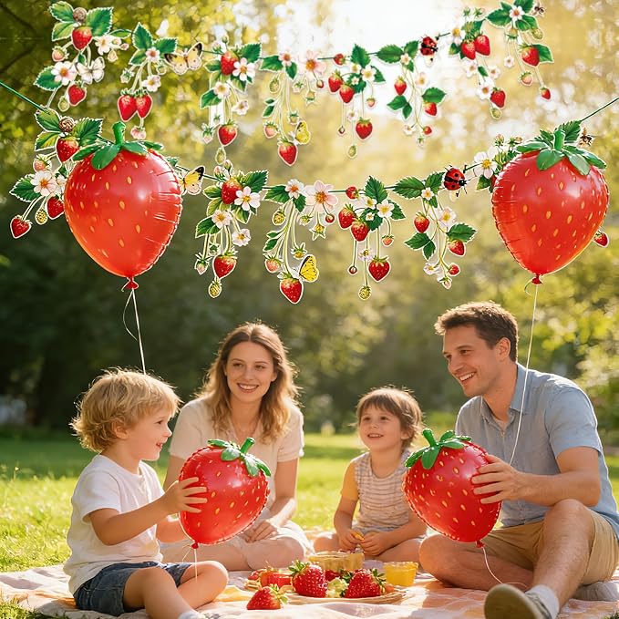 Strawberry Garland Banner Berry First Birthday Decor Strawberry Wildflower - Image 9