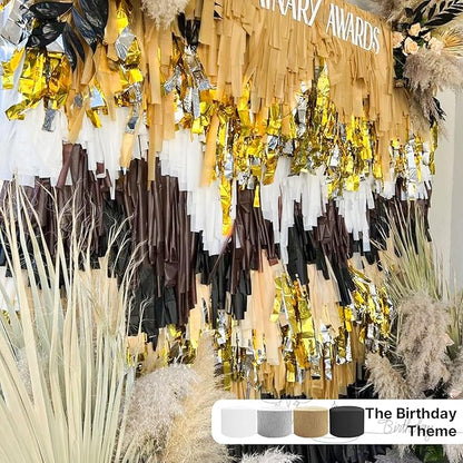 PartyWoo Gold Metallic Gold Crepe Paper Streamers 6pcs 492 FT | Wedding - Image 2
