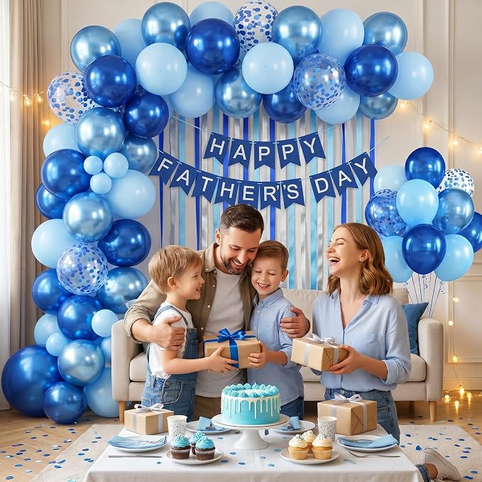 Blue Balloons, 12 Inch Double Stuffed Metallic Light Blue Mixed Latex Balloon - Image 7