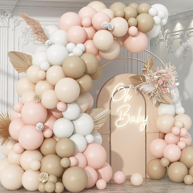 Neutral Balloons Arch Kit, Cream Peach Boho Balloons Garland by Togvu