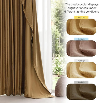 Beauoop Golden Brown Velvet Curtains - Image 5