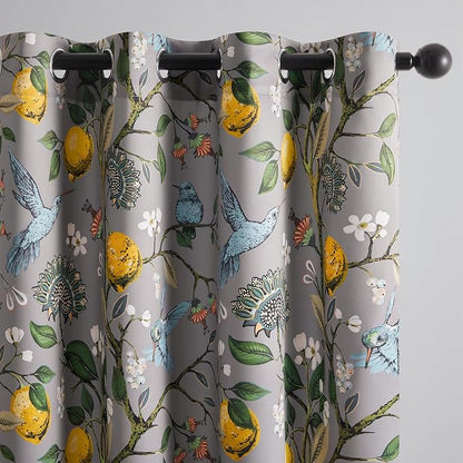 Topfinel Black Dark Floral Grey Blackout Curtains, 84 Inch Length by Topfinel