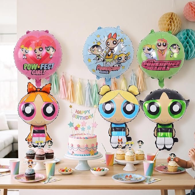 6pcs Power Girls Foil Balloons Theme Birthday Party Supplies 8pc Balloon - Image 5