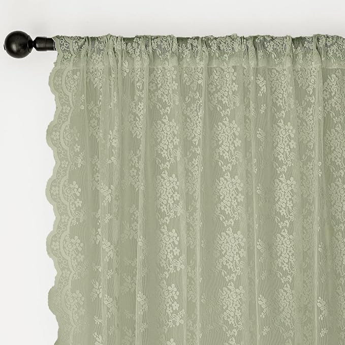 Anmao Vintage Lace Curtains 90 Inches Long 2 Panels Set, Romantic Elegant Light - Image 6