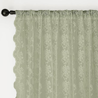 Anmao Vintage Lace Curtains 90 Inches Long 2 Panels Set, Romantic Elegant Light - Image 6