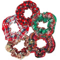 LOOKSEVEN Scrunchies, 5PCS Bandana Scrunchy Hair Ties, Christmas Styles Hair Scrunchies for Women. (Christmas, Cotton, 1 Count, Curly, Unisex, All Ages, 5 Pieces)