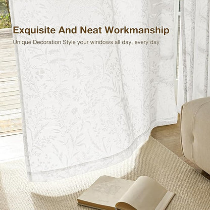 Anmao White Semi Sheer Light Filtering Curtains 72 Inches Long 2 Panels - Image 7