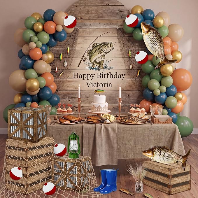 18 Pcs Gone Fishing Party Decorations Kit | Decorations Fish Net, Fish Balloons - Image 4