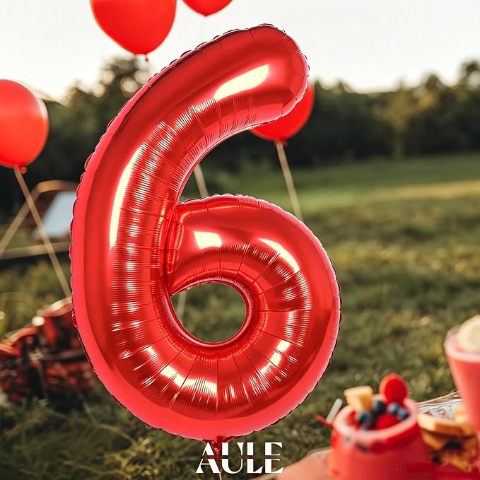 AULE 40 Inch Red 6 Balloon Number Foil 0-9 Birthday Big Numbers | Birthday - Image 2